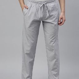 Joven Men Grey Striped Lounge Pants-image-56