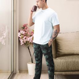 The Indian Garage Co Men Black & Green Printed Lounge Pants-image-85