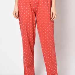 Espresso Women Orange & White Floral Printed Pure Cotton Lounge Pants-image-72