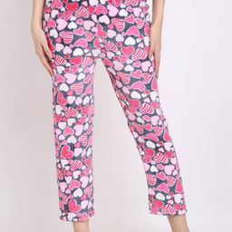 NEUDIS Women Blue & Pink Printed Slim FleeceLounge Pants-image-64