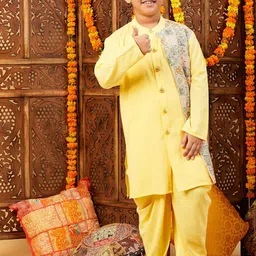 Stylo Bug Boys Floral Printed Regular Kurta with Dhoti Pants-image-49