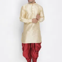 VASTRAMAY Men Gold-Toned Kurta with Dhoti Pants-image-94