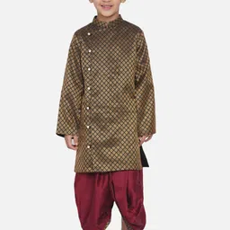 Little Bansi Boys Black Ethnic Motifs Printed Kurta with Dhoti Pants-picture-18