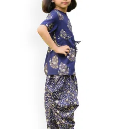 misbis Girls Blue Printed Kurta with Dhoti Pants-image-52