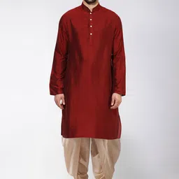KISAH Men Maroon Kurta with Dhoti Pants-picture-52
