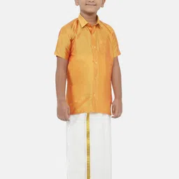 Ramraj Boys Yellow & White Shirt with Dhoti-10