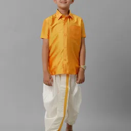 Ramraj Boys Shirt Collar Silk Cotton Clothing Set-picture-54