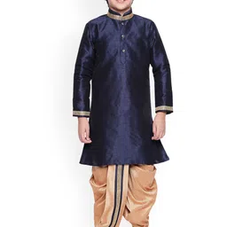 BAESD Boys Mandarin Collar Silk Cotton Kurta with Dhoti Pants-22