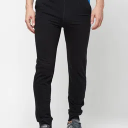 SPORTO Men Black & Blue Solid Track Pants-2