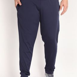 CHKOKKO Plus Men Navy Blue Solid Track Pants-image-47
