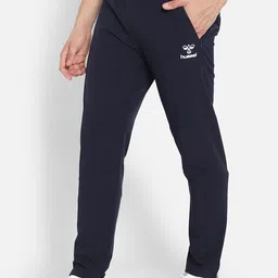 hummel Men Navy Blue Solid Track Pants-image-53