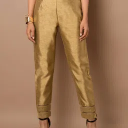 INDYA Women Mod-Rise Poly Silk Cigarette Trousers-54