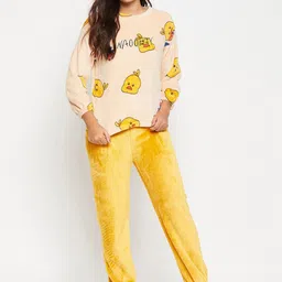 Camey Graphic Printed Round Neck Long Sleeve T-shirt With Pyjamas-image-15