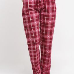 Kanvin Women Red Checked Pure Cotton Lounge Pants-image-60