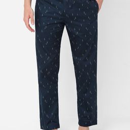 URBAN SCOTTISH Men Navy Blue & Green Printed Pure Cotton Lounge Pants-image-14