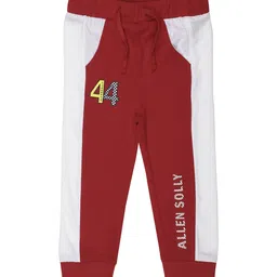 Allen Solly Junior Boys Maroon & White Colorblocked Joggers-image-1