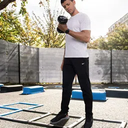 Reebok Men Black Solid TE Vec Cotton Track Pants-image-2