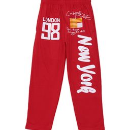Fashionable Boys Red & White Printed Pure Cotton Regular Fit Track Pants-picture-1