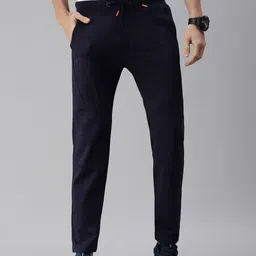 SHOWOFF Men Navy Blue Solid Straight Fit Cotton Track Pants-picture-35