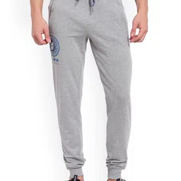 SPORTO Men Grey-Melange Regular Fit Printed Cotton Joggers-image-5