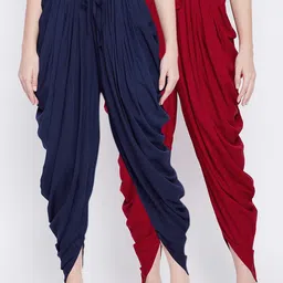 TULIP 21 Women Pack Of 2 Maroon & Navy Solid Dhoti Pants-picture-27