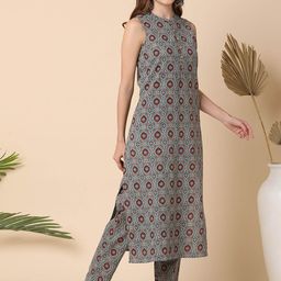 Globus Ethnic Motifs Printed Regular Pure Cotton Kurta with Trouser image 4