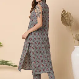 Globus Ethnic Motifs Printed Regular Pure Cotton Kurta with Trouser image 5