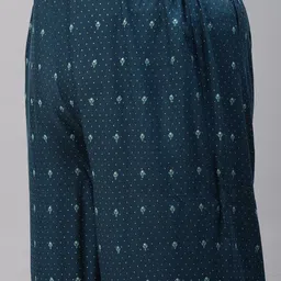 W Women Plus Size Teal Printed aw-22 Trousers image 2