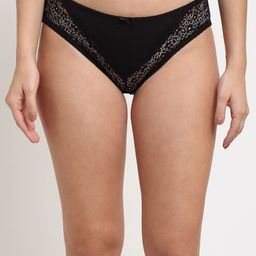 MAKCLAN Women Black Self Design Lace Low Rise Bikni-image-67