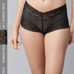 CUKOO Women Pack Of 3 Self-Design Boy Shorts-image-22