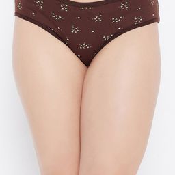 Clovia Women Brown & Green Printed Cotton Hipster Briefs-image-37