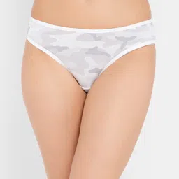 Clovia Grey Abstract Printed Low Rise Cotton soft Outer Elastic Hipster Briefs image 1