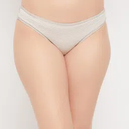 Clovia Off-White & Grey Striped Basic Briefs-14
