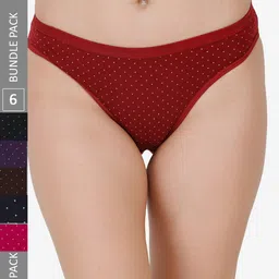 Docare Women Pack of 6 Printed Cotton Hipster Briefs-image-9