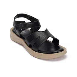 Paragon Textured Comfort Open Toe Flats With Velcro Closure-picture-3