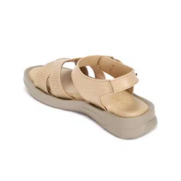 Paragon Textured Comfort Open Toe Flats With Velcro Closure image 2