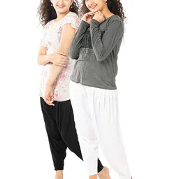 indian flower Girls Pack Of 2 Solid Cotton Slim-Fit Patiala-image-96