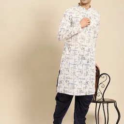 Amodh by Kisah Men White Printed Kurta with Patiala-image-28