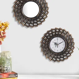 Home Centre Metallic-Toned Textured Round Wall Mirrors-16