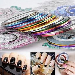 FOK Set of 10pc Nail Art Stripping Roll Tape with 1pc French Manicure Nail Art Tip Sticker for Pretty Nail Decoration image 2