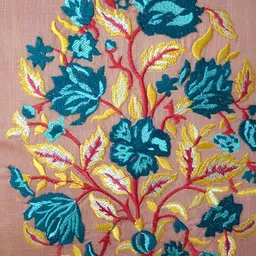 TARA- Sparkling Homes Peach-Coloured & Green Set of 2 Embroidered Square Cushion Covers image 2