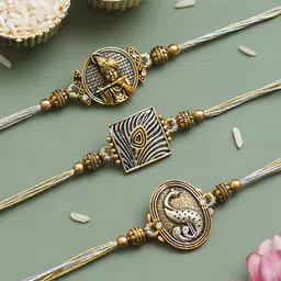 eCraftIndia Set Of 3 Krishna Thread Rakhis-picture-47