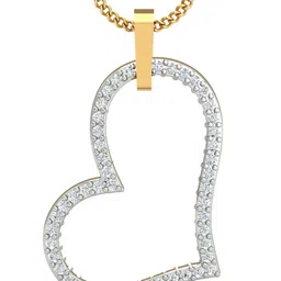 KUBERBOX 18KT Gold Diamond-Studded Bold Love Pendant- 0.9 gm-image-97