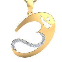 KUBERBOX Divya Aum 18KT Gold Diamond-Studded Pendant-2.43gm-image-45