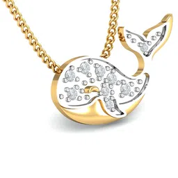 KUBERBOX Fish Toss 18KT Gold Diamond Studded Pendant-1.08gm-image-60