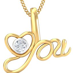 KUBERBOX I Love You 18KT Yellow Gold Diamond-Studded Pendant 1.19 g-image-20