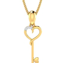 KUBERBOX 18KT Gold Diamond-Studded Key & Heart Pendant- 0.62 gm-image-26