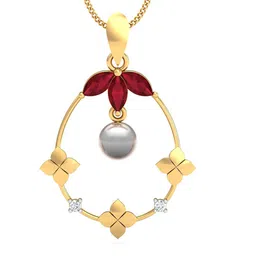KUBERBOX Dazzling Oval 18KT Gold Diamond-Studded Pendant- 1.62 gm-8