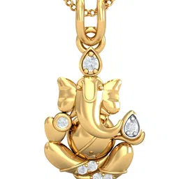 KUBERBOX Ganesha 18KT Gold Diamond-Studded Pendant-1.65gm-49