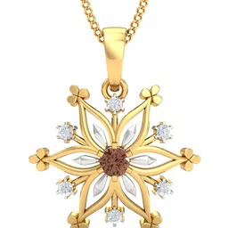 KUBERBOX Snowflake Citrine 18KT Gold Diamond-Studded Pendant-1.23 gm-11